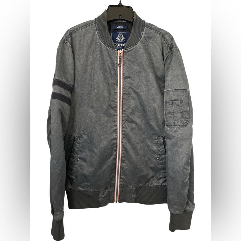 American Rag Gray Nylon Bomber Jacket